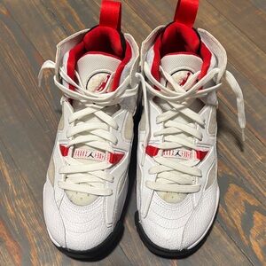 New*Jordan Jumpman Two Trey sneakers in a white and gym red colorway. US 5.5Y